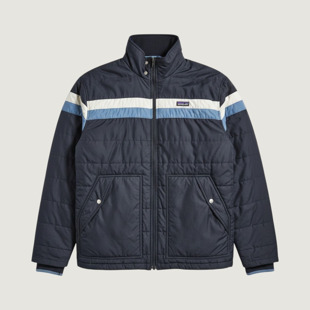 Patagonia Retro Quilted Puffer Jacket Mens Medium Striped Insulated #20350 Black